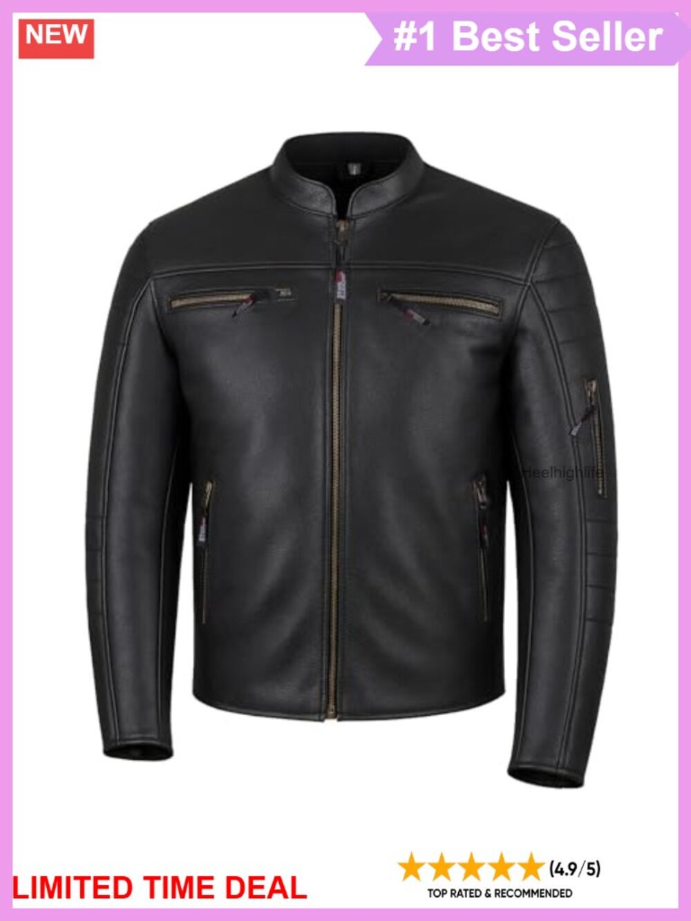 Buffalo Leather Motorcycle Jacket CE Armor Thermal Liner Vented Men's L